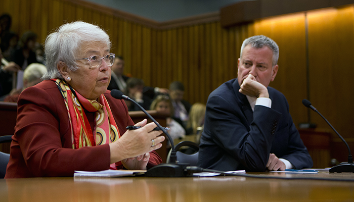  Carmen Fariña (l) and Bill de Blasio thinking deep thoughts.