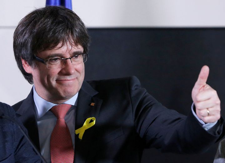 Carles Puigdemont speaks from self-exile in Brussels 