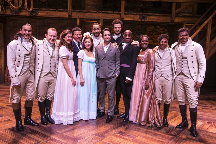 The West End cast of 'Hamilton' with creator Lin-Manuel Miranda
