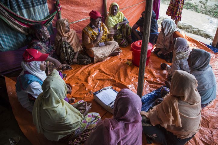 ActionAid women-led commitee meeting on sanitary and health issues in the Rohingya refugee camp