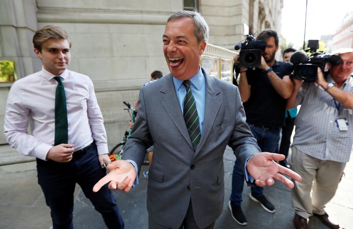 Nigel Farage, seen above earlier this year, has celebrated the return of the blue British passport