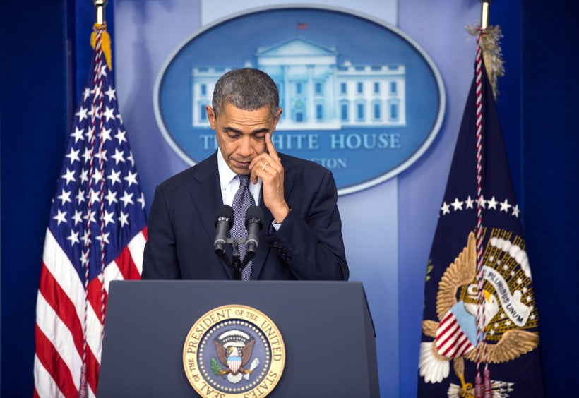 President Obama at a press conference to talk to the nation about Sandy Hook