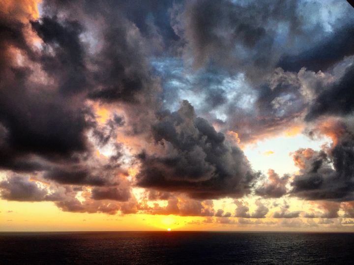 Sunset at sea aboard the Nieuw Amsterdam bound for the pirate waters of the Bahamas