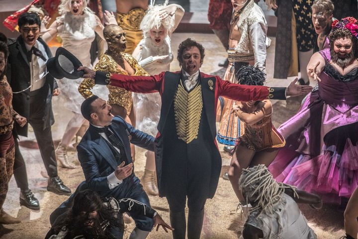 Hugh Jackman with the cast of “The Greatest Showman” 