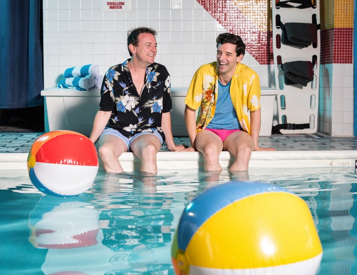 Drew Droege (left) stars in "Bright Colors and Bold Patterns," now playing in New York and directed by Michael Urie.