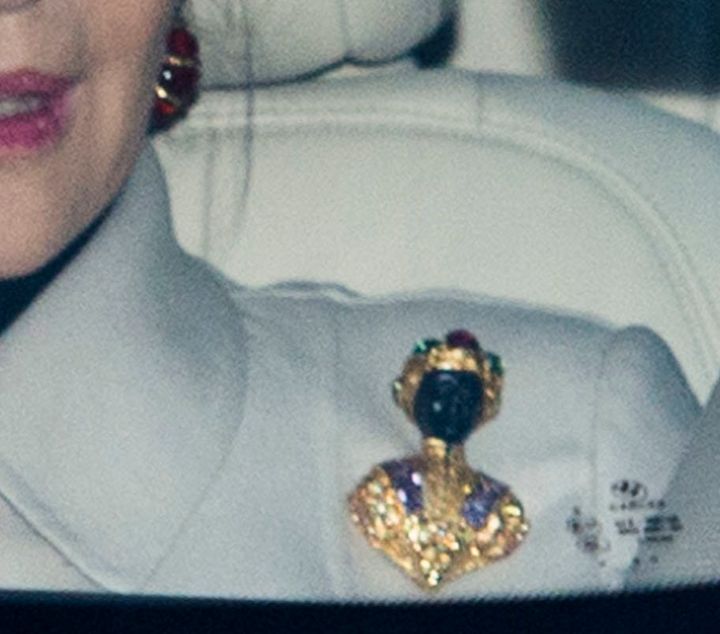 A close-up view of the brooch.