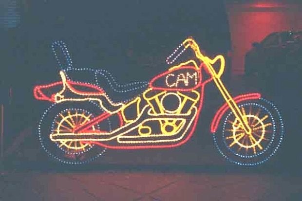 The motorcycle light display that Doug Musson created was in honor of his late son, Cam.