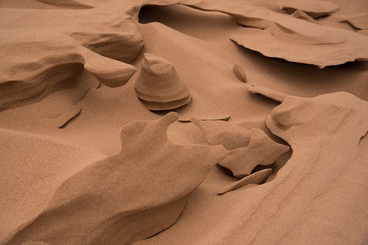 A close up of the ice, sand formations created by the blowing winds.