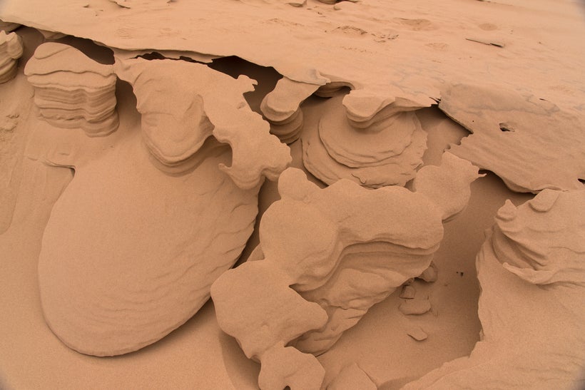 A detail of the sand patterns at Silver Lake State Park.