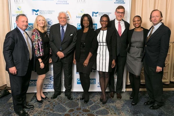 <p><em>L-R: Richard Scheff, Esq., Carleen Lyden Walker, Hon. Michael Henry, Geneive Brown Metzger, Michelle Nicholas, Jim Luce, Tamika Bent, Jan Ivarsson. Photo: Ash Patino.</em></p>