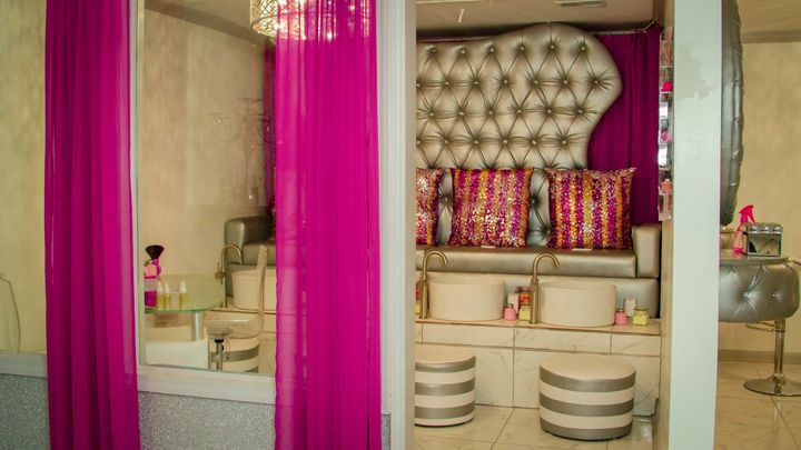 <p>Dazzle Me Parties, located on Northside Drive, offers a wide range of services including this nail parlor for glamorous manicures and pedicures!</p>