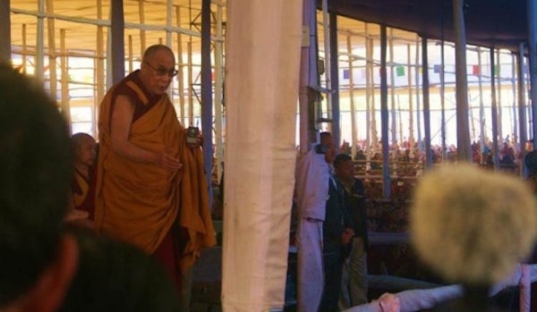 His Holiness presiding over the Kalachakra ritual in Bodh Gaya, India. Photo: Jim Luce.