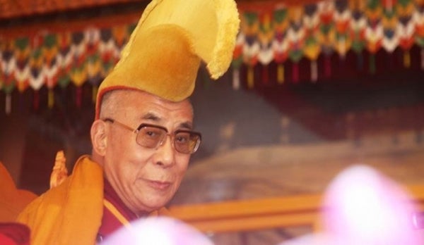 The Dalia Lama presents his teachings at the Kalachakra in Bodh Gaya, India. Photo: Jim Luce.