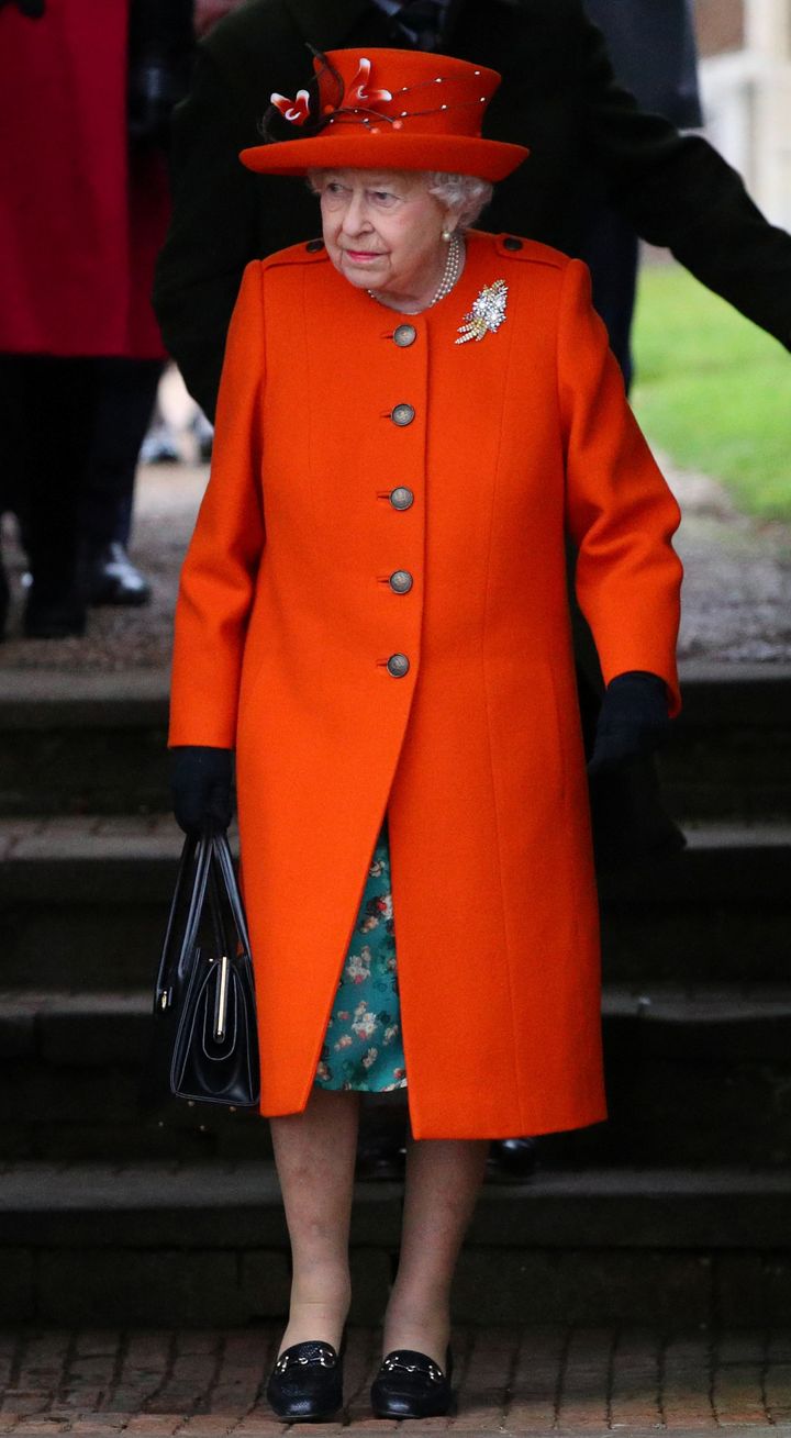 The Queen pictured leaving St Mary Magdalen's church 