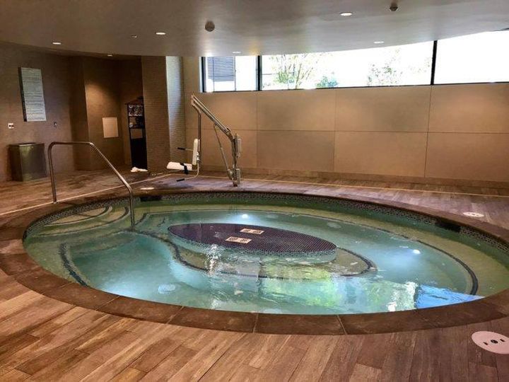 The accessible hot tub and saline pool sit nearby the spa entrance - making it easy to indulge for hours.