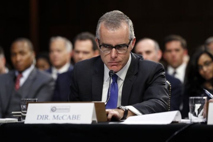 FBI acting director Andrew McCabe listens during a Senate Intelligence Committee hearing about the Foreign Intelligence Surveillance Act on Capitol Hill in Washington on June 7, 2017. 