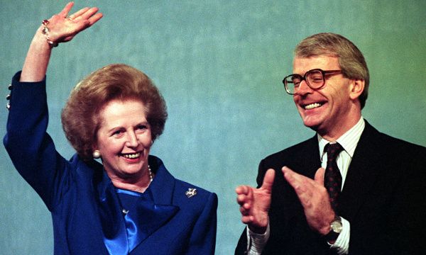 Margaret Thatcher and John Major in 1991.