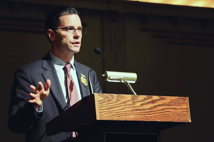 <p>Common Cause Rhode Island executive director John Marion speaking at the organization’s 46th annual meeting. </p>