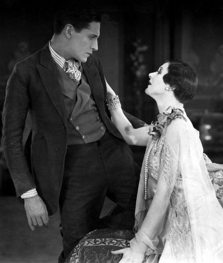 Ivor Novello as Pierre Boucheron and Isabel Jeans as Zélie de Chaumet in a scene from the 1925 silent film, The Rat 