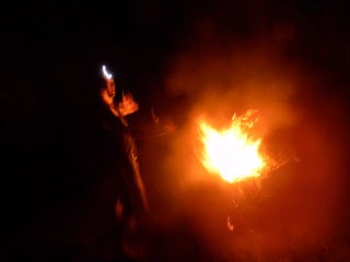 <p>Worshipping the flames.</p>