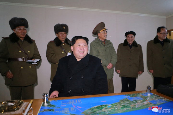 Kim Jong Un after North Korea's newly developed ICBM was successfully test-launched.