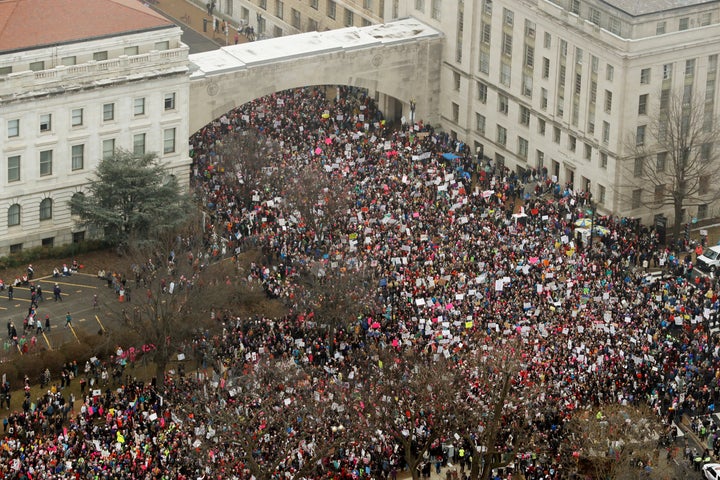 The Women's March crowds swell near the U.S. Capitol on Jan. 21.