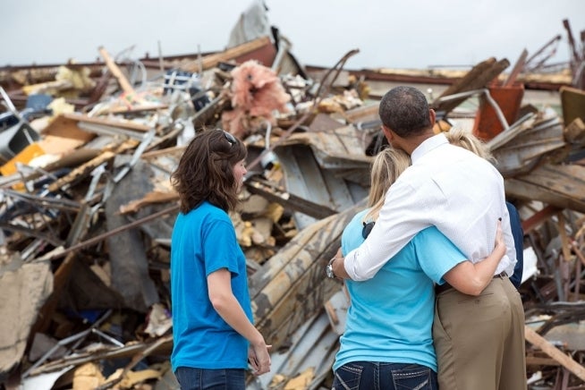 Comforting folks after Oklahoma tornado