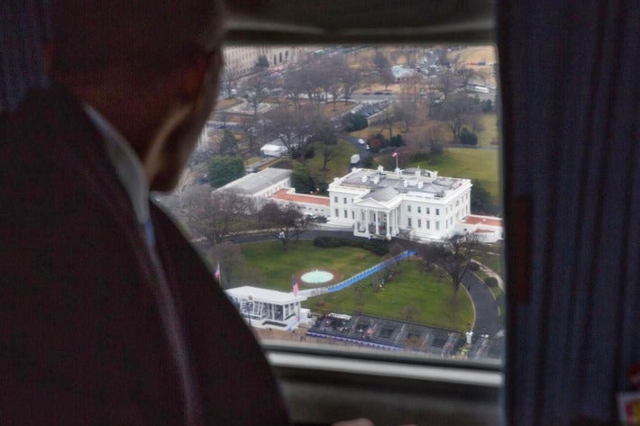 President Obama on his final flight aboard what now is “Executive One,” January 20, 2017