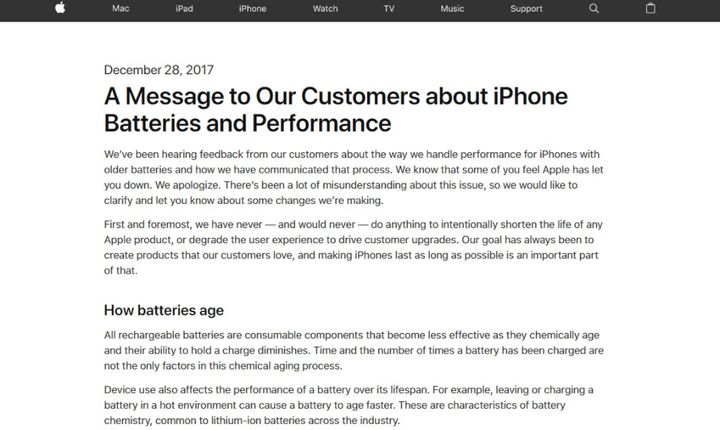 Apple released a statement on its website.