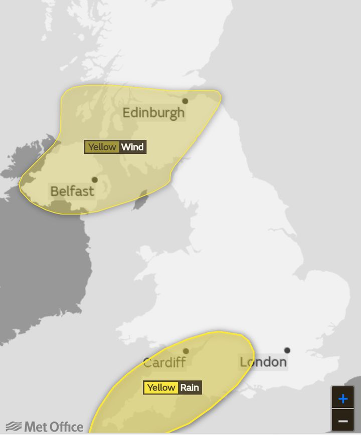 Storm Dylan has prompted the Met Office to issue yellow wind and rain warnings on Sunday 31 December 