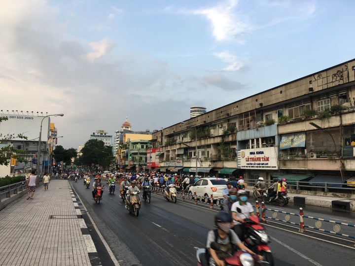 Busy boulevard in Vietnam. 