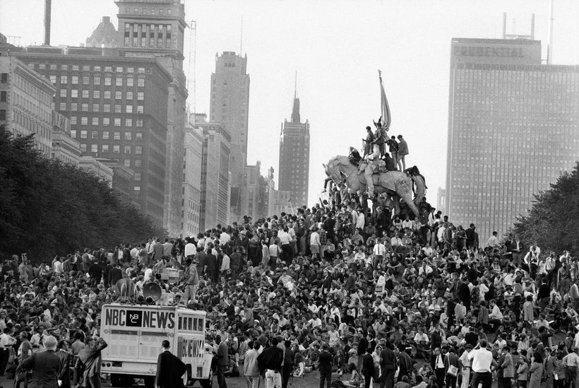 Young anti-war protesters at the 1968 Democratic National Convention in Chicago. At this moment, President Donald Trump is pu