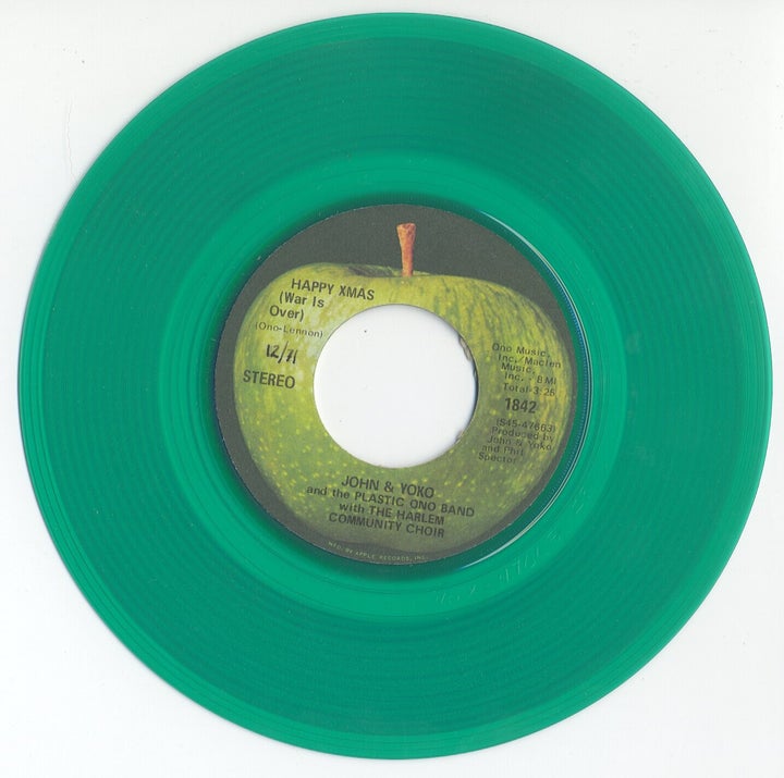 <p>The limited edition green vinyl version of the “Happy Xmas (War Is Over)” single.</p>