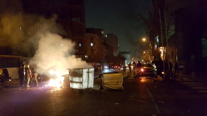 People protest in Tehran, Iran on December 30, 2017.