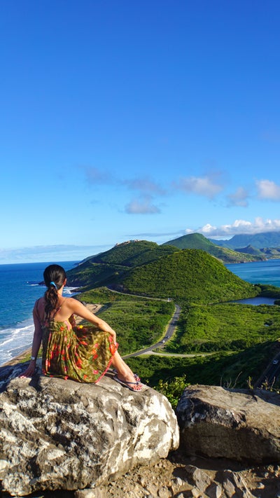 Toeing the line between the Atlantic on the left Caribbean on the right. #StKitts #luxurylifestyle 