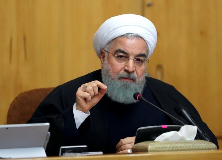 Iranian President Hassan Rouhani speaks during a cabinet meeting in Tehran on December 31, 2017.