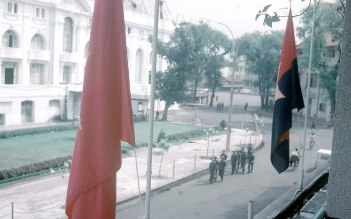 Left: Flag of North Vietnam, Right: Flag of the National Liberation Front