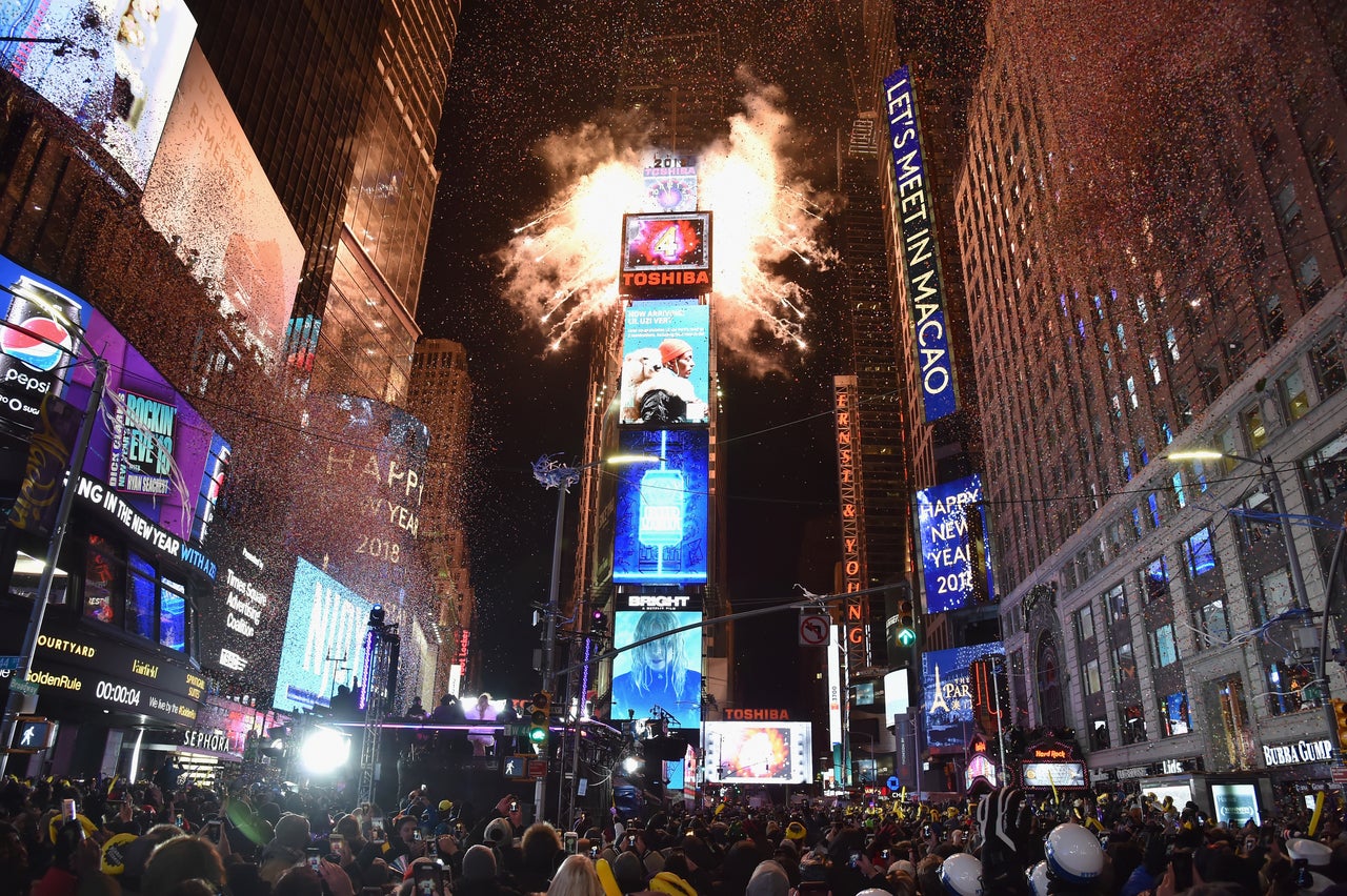 A view of Times Square on December 31, 2017.