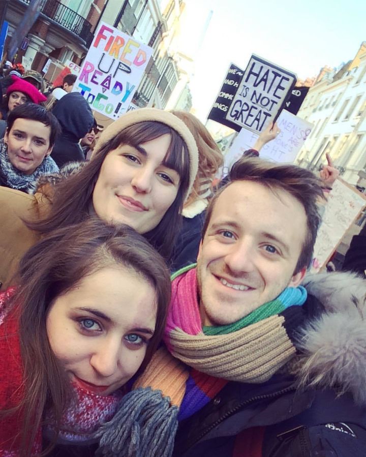 At the Women's March with friends