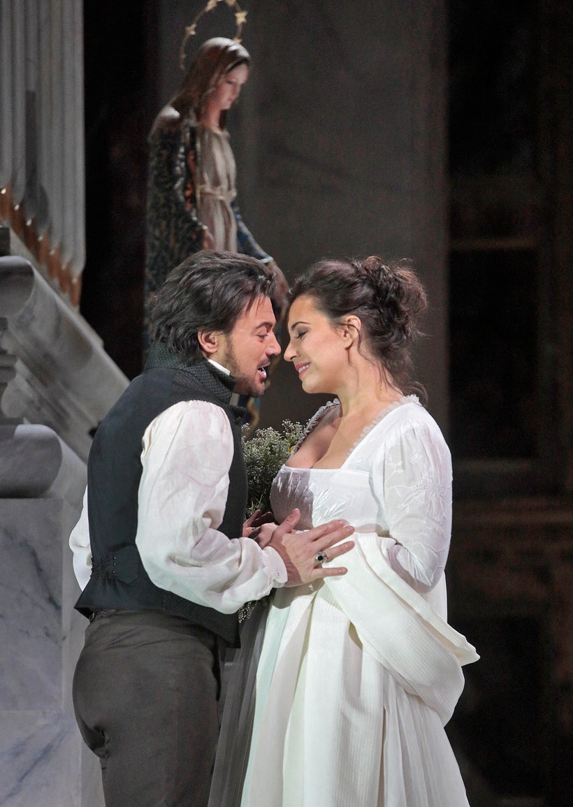 Vittorio Grigolo and Sonya Yoncheva in the Met Opera’s new production of <em>Tosca</em>.