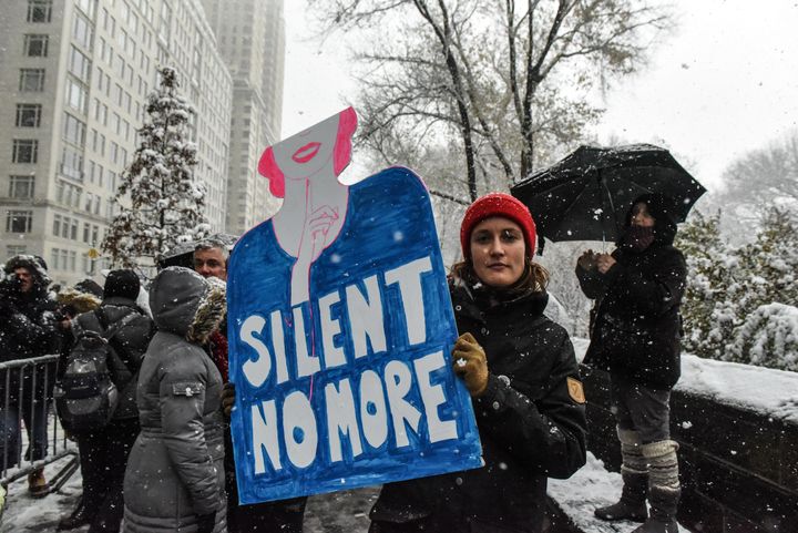 A #MeToo rally outside of Trump International Hotel on Dec. 9, 2017 in New York City.