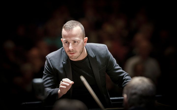 <p>Yannick Nézet-Séguin conducting.</p>