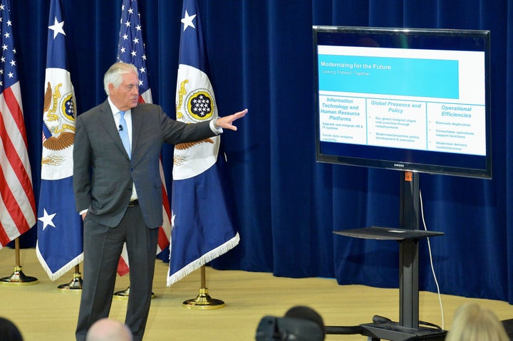 <p>Secretary of State Rex Tillerson held an employee town-hall meeting in December.</p>