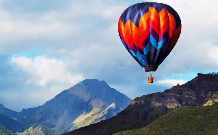 A hot air balloon takes to the air near Aspen, Colorado, during the annual Snowmass Balloon Festival in September.