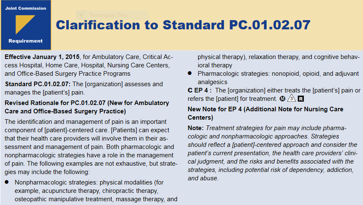 The 2015 Joint Commission guidance with no teeth - no scoring 