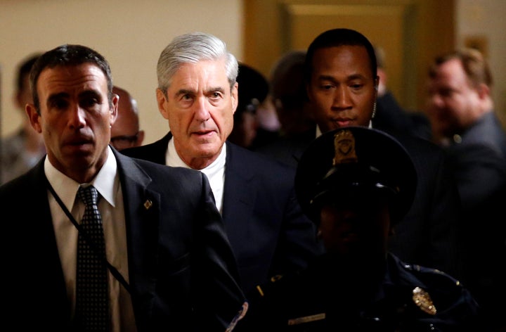 Special counsel Robert Mueller leaves the Capitol after briefing members of the U.S. Senate about his investigation on June 21.