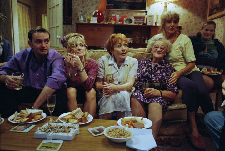 Doreen as Mary Carroll (centre) with the cast of 'The Royle Family'.