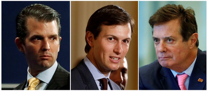 Donald Trump Jr., Jared Kushner and Paul Manafort. Manafort served as President Trump's campaign manager from June to August 2016.