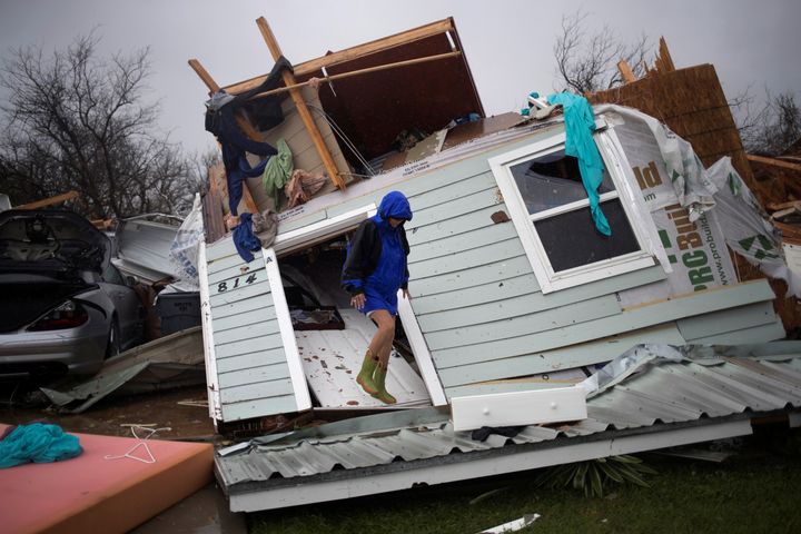 Barbara Koster surveys her property after Hurricane Harvey devastated Rockport, Texas in August.