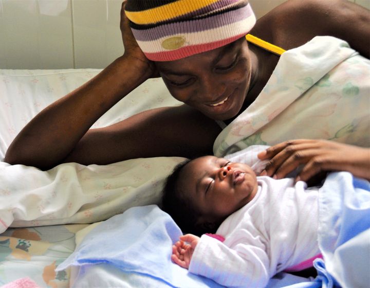 Mother and newborn, in the Alyans Sante Borgne Hospital operated by WomenStrong Consortium Member H.O.P.E., in northern Haiti.